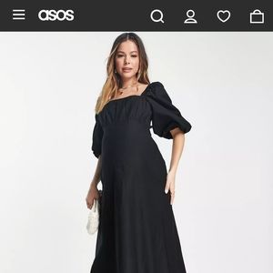 Square neck Midi dress with elastic deatil in back.